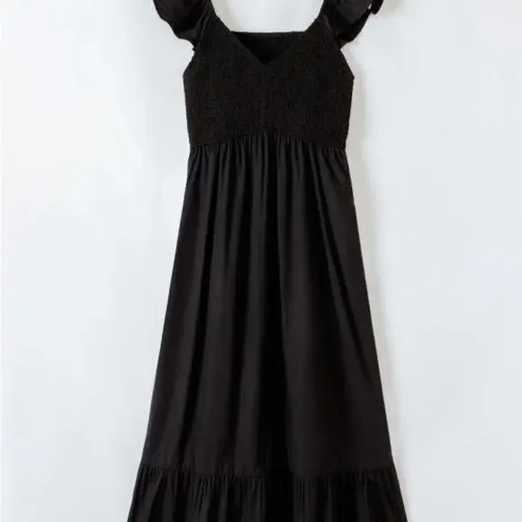 *NEW* Women’s Black Flutter/Ruffle Sleeve Maxi Boho Dress | Sizes S, M - Picture 6 of 9